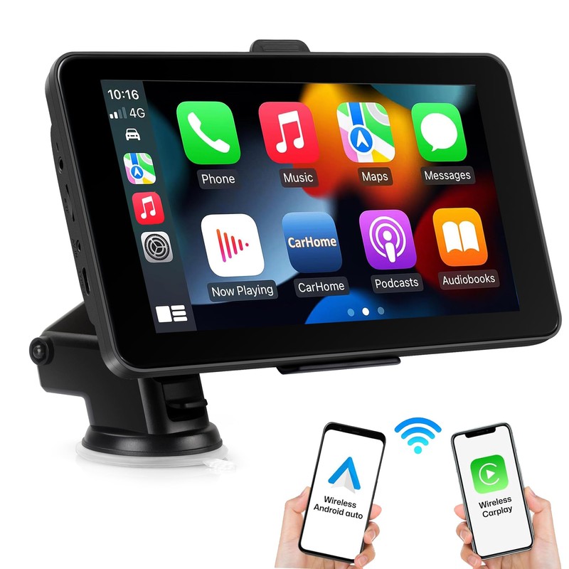 7" HD Apple CarPlay & Android Auto Screen for Car