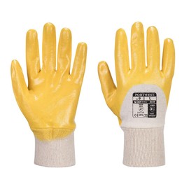 Portwest A330 Nitrile Work Gloves Grip 12 Gauge Knitwrist Coated Seamless Cotton Lightweight Abrasion Resistant Oil Handling Industrial Safety PP, Medium