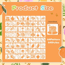 64 plantillas de frutas para pintar, plantillas reutilizables de verduras, plantillas de dibujo, pintura artística en lona de pared de madera, plantilla de plástico Fru y Veg para bricolaje tela roca