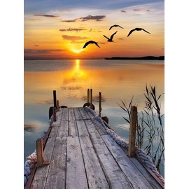 Yimofy Seaside Scenery Diamond Painting Kits for Adults, 5D DIY Full Drill Sunset Diamond Art for Home Wall Decor 12 x 16 Inches (Wooden Bridge)