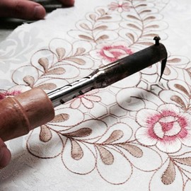 LeLehome 15" X 77" Classic Table Runner, Flowers Embroidery Lace Long Dresser Scarf Floral Cutwork Fabric Table Top Party Wedding Festival Home Decoration - Dark Red Rose