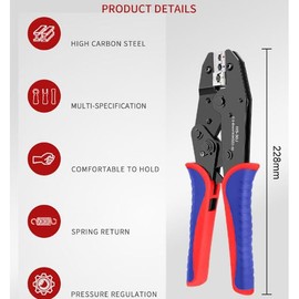 SOVYOULIVE ProRatchet European electrician pliers | 9-inch labor-saving ratchet crimping pliers RV/SV pre insulated terminal crimping tool | anti slip titanium plating