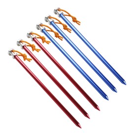 Pack of 6 High-Strength Aluminium Alloy Tent Pegs 23 cm Solid Round Tube Heavy Duty Tent Pegs Pegs Stable Camping Pegs Tent Accessories for Hard Floor, Beach, Mud, Grass, Snow, 34.5 g/pcs