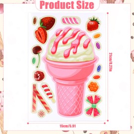 XIHIRCD 32pcs Ice Cream Stickers, Summer Dessert Stickers for Kids Make Your Own Ice Cream Stickers Make a Face Ice Cream Decals DIY Mix & Match Party Favors for Water Bottles Party Games Laptop