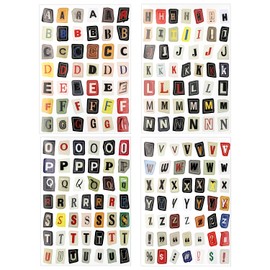 BOXOB 4 Sheets English Alphabet Symbol Label Sticker, Vintage Letters Scrapbook Stickers Aesthetic Alphabet Journal Scrapbook Supplies Kit for Scrapbooking
