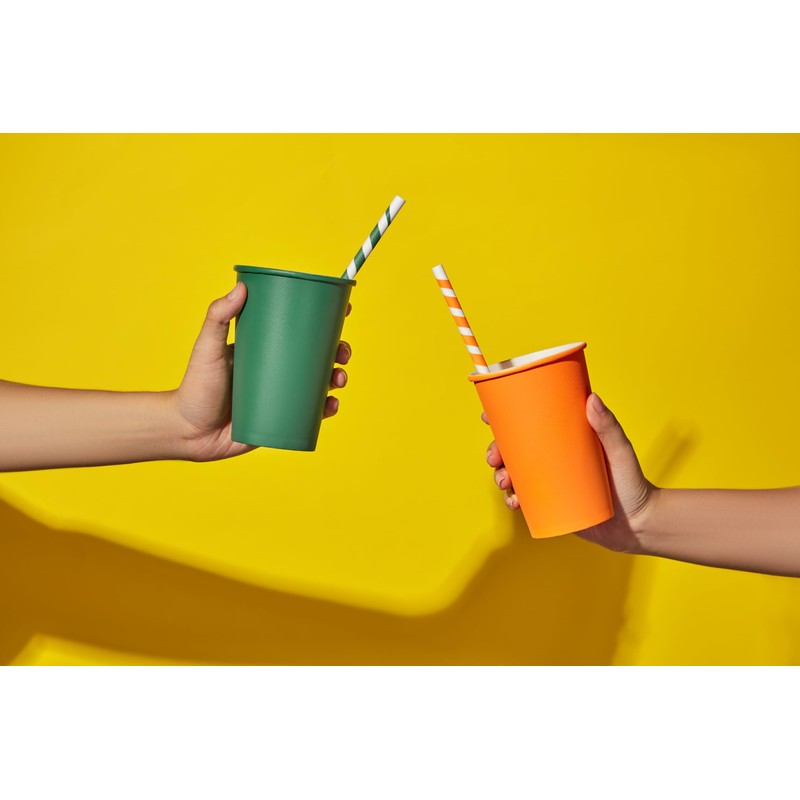 Biodegradable 100 Paper Drinking Straws, Striped Multi-Colour Pack, Party and