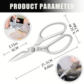 Eastrise Heavy-Duty Kitchen Scissors, Dishwasher-Safe Multi-Purpose Food Shears, Non-Slip Stainless Steel Sharp Cooking Scissors with Ergonomic Handle (1PC/Gold)