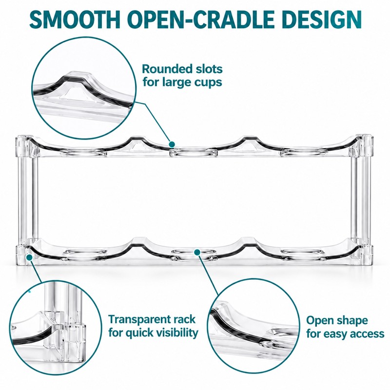 Stackable Water Bottle Organizer Rack, 2 Tier Clear Plastic Holder