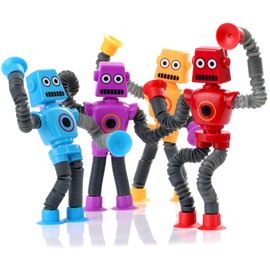 nutty toys Sensory Robot Toys 4pk - Top Pop Tubes Fidget 2025 for ADHD & Autism Ages 3 4 5 6 7 8 9 10 11 12, Best Kids Travel Idea, Unique Christmas Toddler & Tween Gift Idea & Boy Stocking Stuffers