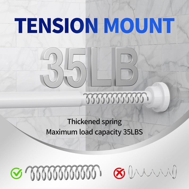 Mcrbeay Shower Curtain Rod, 1" Diameter Heavy Duty Tension Shower