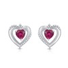 Jewelili Sterling Silver 5MM Created Ruby and Round Created White