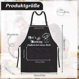 Aomaic Barbecue Apron for Men, Barbecue Cooking Apron Men's Apron Cooking Apron Funny Gifts for Men with 3 Pockets Chef Hat Always Right, black, One size fits all