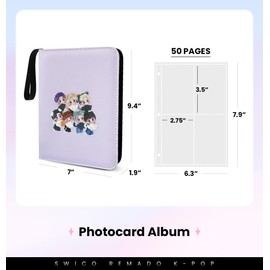 Kpop Photocard Binder Cute 400 Pockets Photocard Holder Book with Sleeves Photo Album for Lomo Cards
