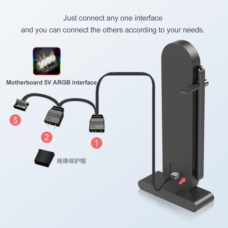 GPERHUAN ARGB GPU Support Bracket, Universal GPU Bracket with Temperature