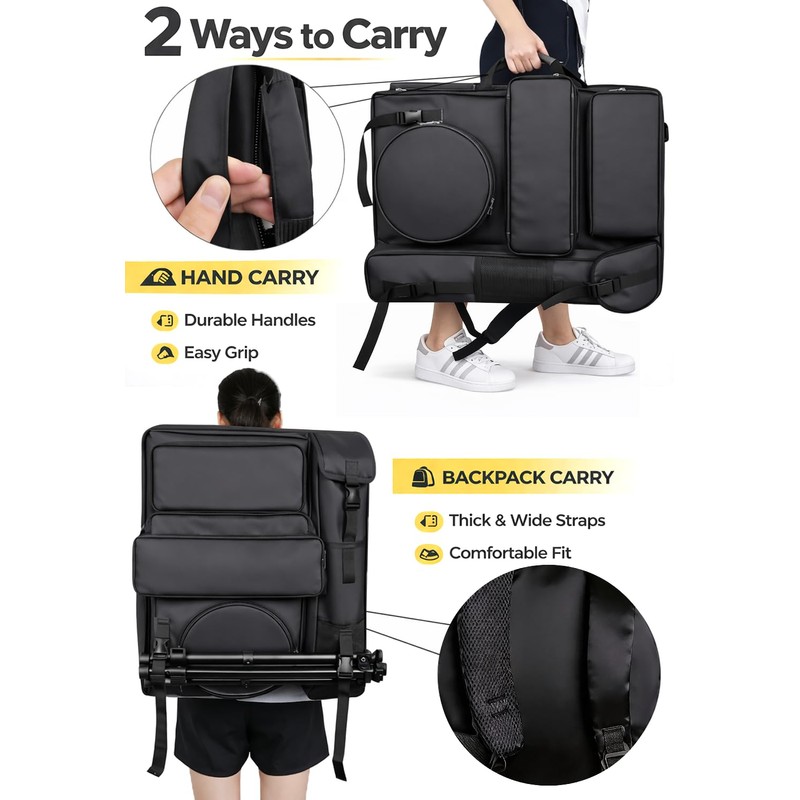 MEIJMJIA YMTECH Canvas Artist Portfolio Case Carry Backpack Edge for