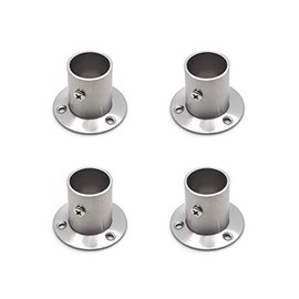 Geesatis 4PCS Total Height 1.54" Fit Diameter 1.0" Pipes High Flange Holder Rod Stainless Steel for Wardrobe Ceiling Mounting Bracket, with Screws