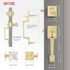 Heittis Entry Door Handles with Deadbolt Set,Gold Square Front Glass