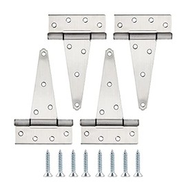 HOME MASTER HARDWARE 6 Inch Stainless Steel Heavy Duty T Hinges Shed Storage Gate Barns Tee Hinges with Screws 4 Pack