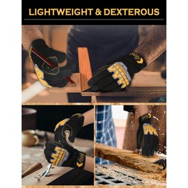 INPAKO Anti Vibration Gloves for Men Women,TPR Impact Reducing Mechanic Gloves,SBR Fingers & Palm Padded Safety Work Gloves