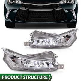 alxiang fits Xse Xle DRL Bumper Fog Lights w/Bulbs Clear-Lens TO2531153 ALO120120