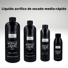Acrylflüssigkeit (Fast) – 500 ml – schnell trocknende Flüssigkeit – für Acrylpulver für Nägel – Black Nails
