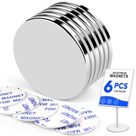 LOVIMAG Rare Earth Magnets, Strong Magnet for Whiteboard, Magnets with Adhesive Backing, Magnet for Refrigerator, Crafts, Office, Cabinet Door-6 Pack(1.26 in x 0.08 in)