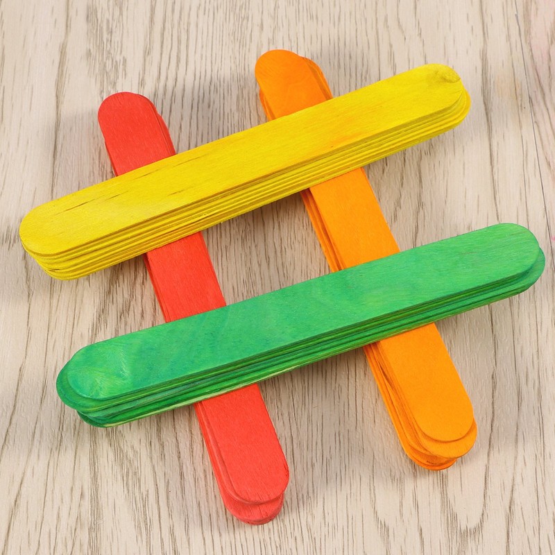 rosenice Craft Woods 150 Pieces Colourful Ice Stick Wooden Spatula
