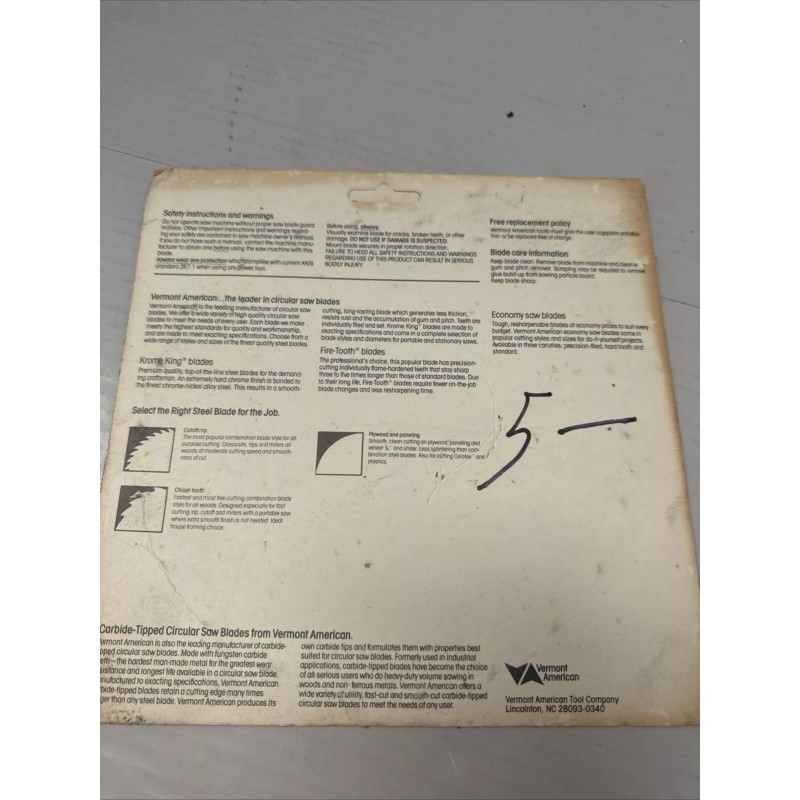 Vermont American 7 -7 1/4" Steel Cutoff/Rip Saw Blades #