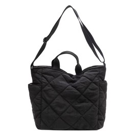Uroi Women's Tote Bag, Large Capacity, Lightweight, Quilted Bag, Shoulder Bag, Crossbody Handbag, Bag, Korean Fashion, Stylish, Cute, Black