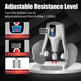 Husyop Multi-Function Thigh Master, 0-132 lbs Resistance Thigh Trainer Pro with Leg Straps, Handles, Resistance Bands and Jump Rope, Kegel Trainer Hip Thigh Toner Inner Thigh Exerciser (Gray)