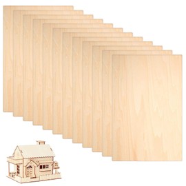 Plywood Panels, Pack of 12 Balsa Wood Panels, Wooden Board 200 x 100 x 1.5 mm, Birch Plywood, Multiplex Panels, Wooden Panels Crafts, for DIY Crafts or Model Making, Modeling, Engraving