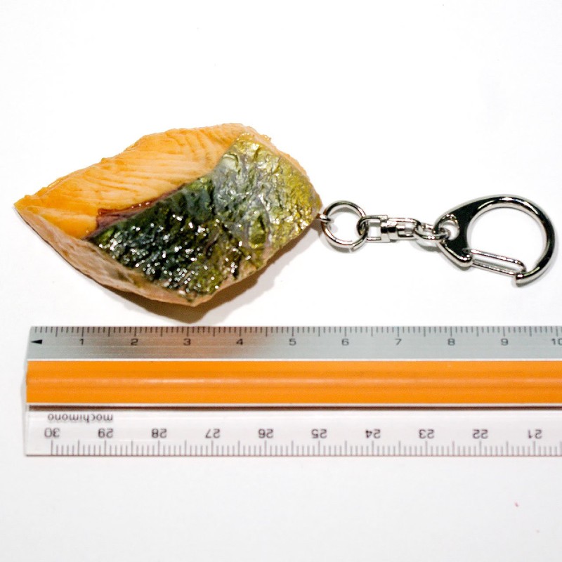 Food Sample Key Holder and eating and Burn, Salmon, 027tk