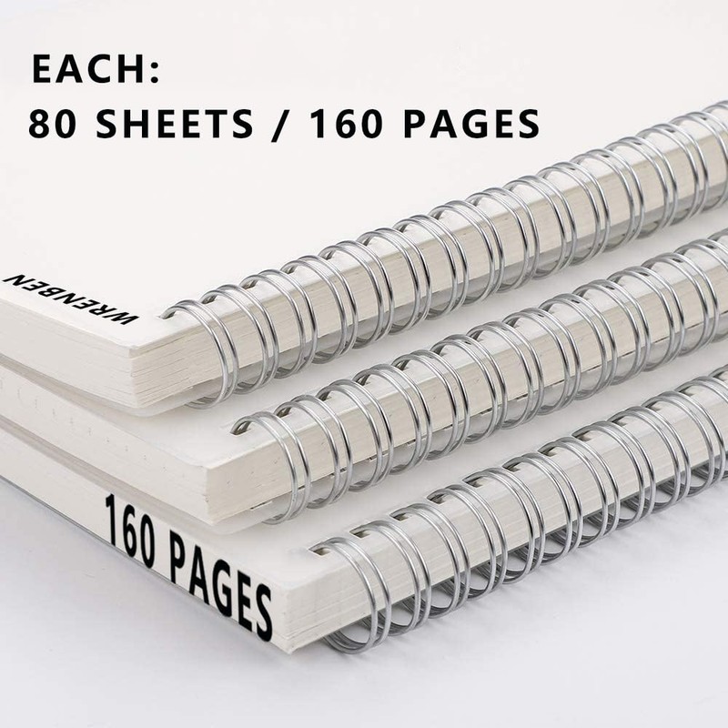 WRENBEN 2PCS Dotted Spiral Notebook 5.7" x 8.3" with 120gsm