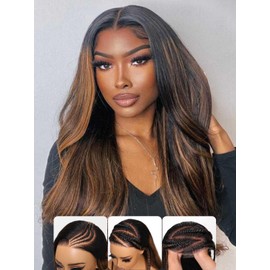 Nadula Bye Bye Knots Glueless Pre Everyting Wig Balayage Brown Body Wave 7x5 Pre Cut HD Lace Front Wigs Human Hair Pre Plucked Bleached Knots Ready to Go Highlight Ombre Wig 150% Density 16inch