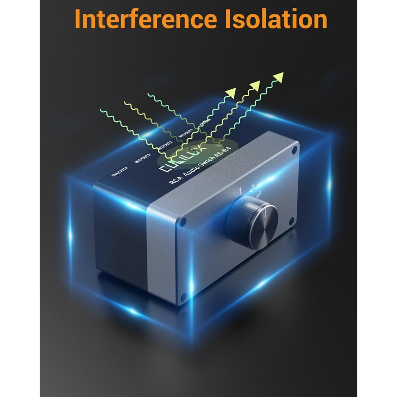 Cubilux AS-R4 4-Channel RCA Audio Selector, Bidirectional 4-Way Stereo RCA