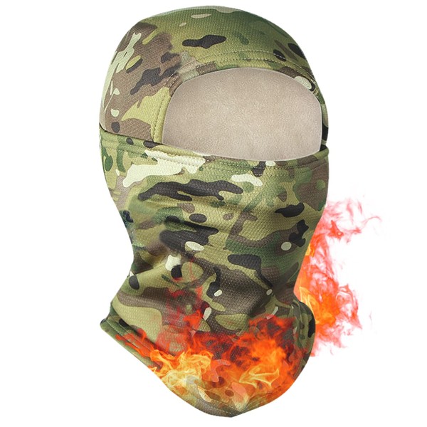 Fleece Lined Thicker Balaclava Ski Mask, Winter Warm Camo Face