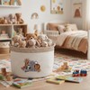 Domensi Woodland Animal Toy Basket 15"x11" Large Animal Storage Basket