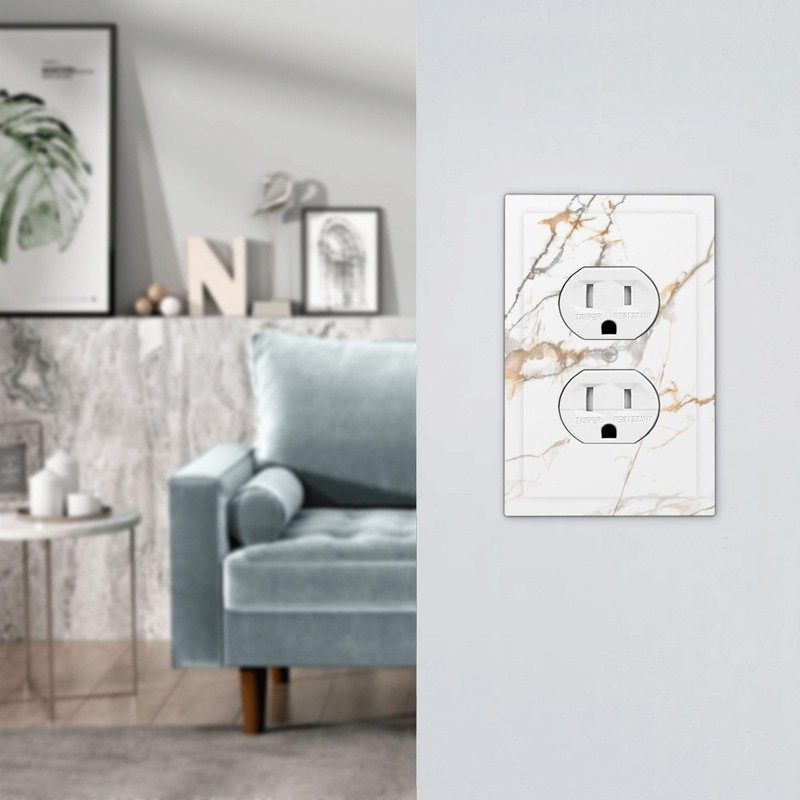 LWDZLHD White Gold Marble Outlet Covers Light Switch Cover Decorative