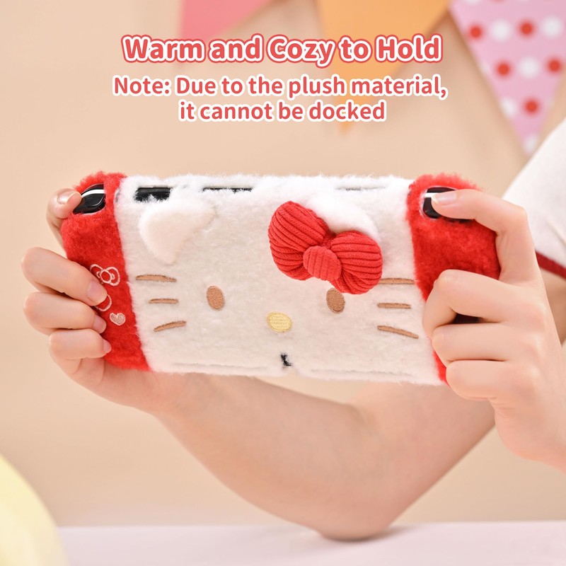 Plush Protective Case for Switch OLED,Kawaii Hard PC Slim Cover