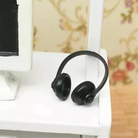 Unbranded lot 2pcs set Dollhouse Black Earphones Dollhouse Miniatures 1/12 music headphone