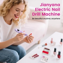 Jianyana Wireless Nail Cutter, 12-in-1 Electric Nail File for Gel Nails 25000 rpm Manicure Set Electric Nail Cutter for Gel Nails for Gel Nails and Acrylic Nails, Nail Shapes, Remove Calluses