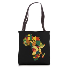 Africa Map African Kente Cloth Print Juneteenth Men Women Tote Bag