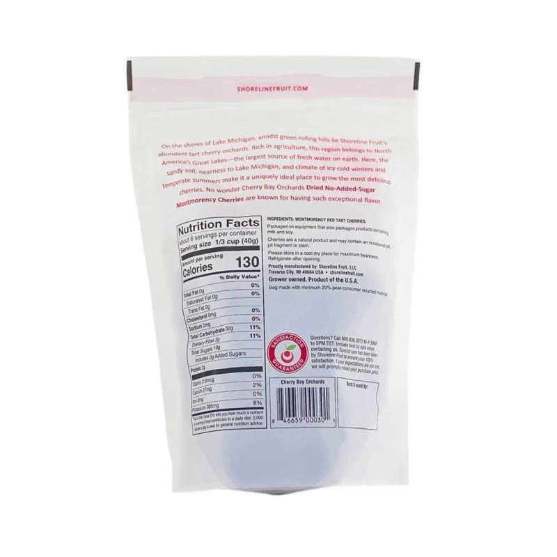 Cherry Bay Orchards No-Added-Sugar Dried Montmorency Cherries 8 oz Bag