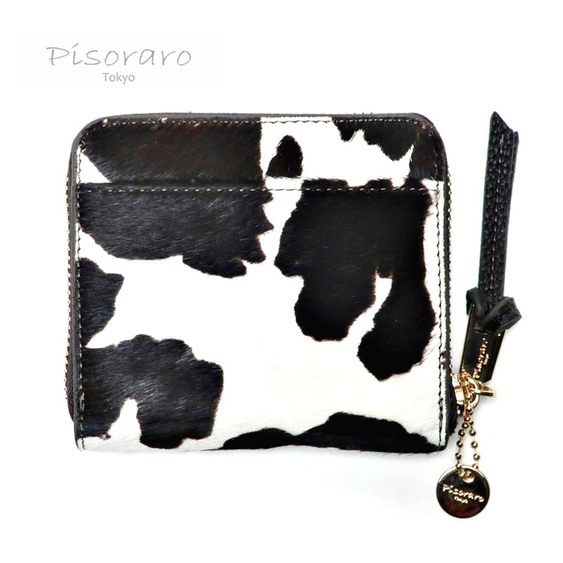 Pisoraro Harako Holstein Print Round Zip Mini Wallet PR242 Holstein,