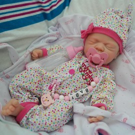12" Reborn Baby Dolls, Full Silicone Baby Dolls, Realistic Soft Silicone Newborn Baby Doll, Real Full Body Silicone Reborn Baby Dolls with Feeding Accessories（Girl）