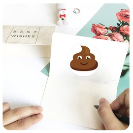 CHUANGOU 500pcs/Roll Funny Poop Stickers, Kids Stickers, Party Gift Magazine Gift Office Teacher Label