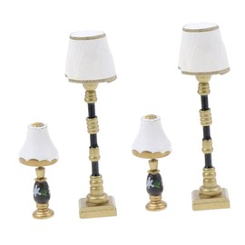 Didiseaon 2 Sets Mini Floor Lamp Miniature Floor Light Miniature Led Desk Lamp Miniature Dollhouse Floor Lamp Dollhouse Lamp Post Battery Table Lamps Tiny House Decor Wall Lamp Vintage Resin