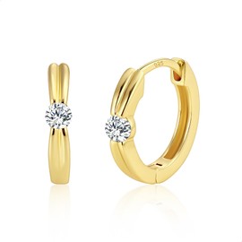 ALEXCRAFT Silver 925 Small Hoop Earrings, Hypoallergenic Silver Hoop Earrings, Thick Wide Small Cartilage Huggie Hoop Earrings, Small 16 mm Sterling Silver Hoop Earrings with Stone Zirconia Glitter