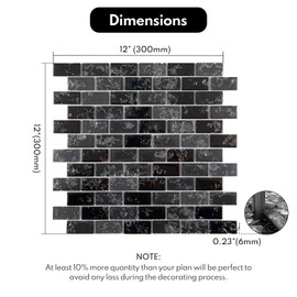 Lovdeco Black Glass Mosaic Tile, Black Glass Backsplash for Kitchen Bathroom Shower Wall, 5 SQ.FT., 5 Sheets