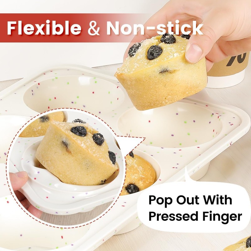CAKETIME Large Muffin Pan, Metal Reinforced Frame 3.5 Inch Jumbo